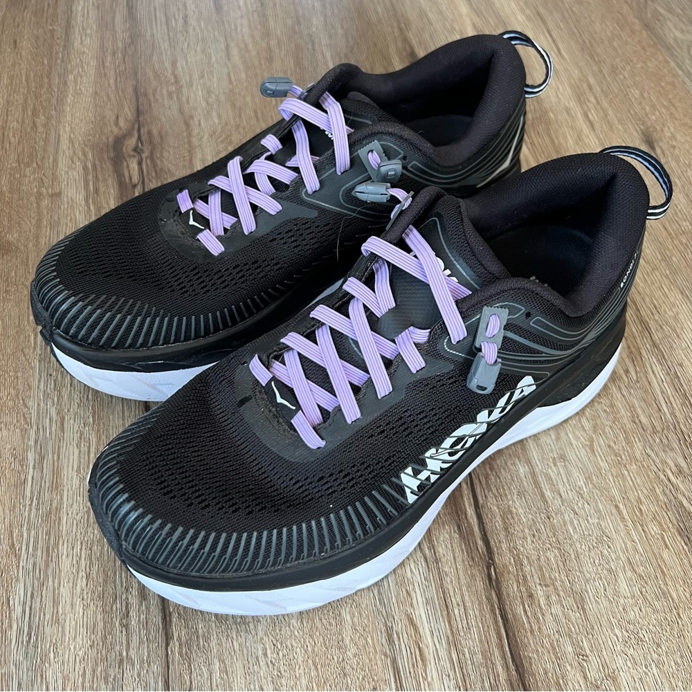 Hoka One One Bondi Black Athletic Shoes with Breathable Mesh